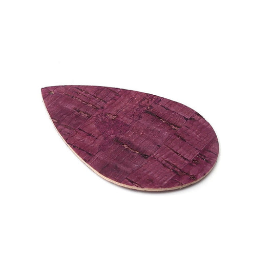 P1128 - 10 pcs Cork Style Faux Leather Dangle Charms Pendants - Burgundy - Teardrop - 55mm (2.2") - Great for Light Earrings &amp; Dangles! Double-Sided