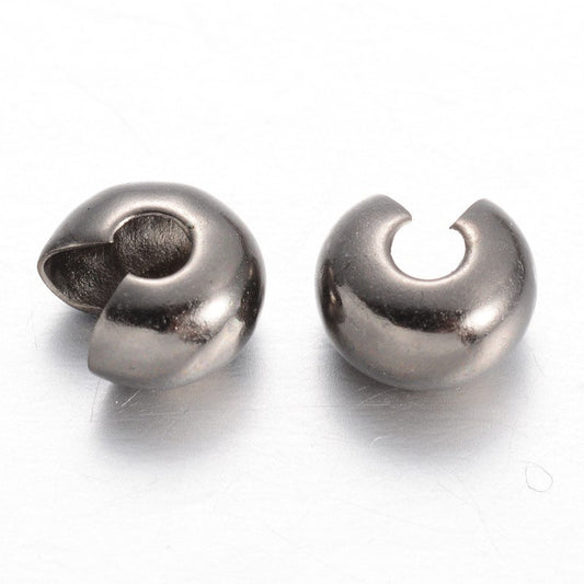 CR033 - 100 pcs Gunmetal Crimp Beads Smooth Ball Spacer Bead Covers - 4mm
