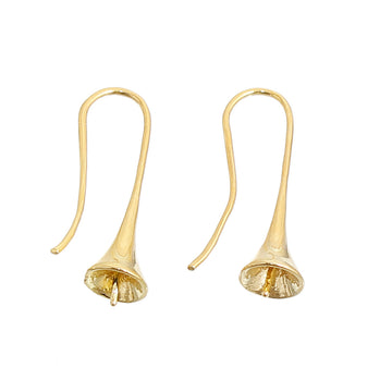 E611 - 10 pcs (5 Pairs) Gold Plated Earring Ear Wire Morning Glory Flower Hooks Bases - 21mm x 8mm