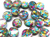 CA992 - 10 pcs Druzy Resin Embellishment Cabochons - 12mm - Glitter Style - Teal, Gold and Pink