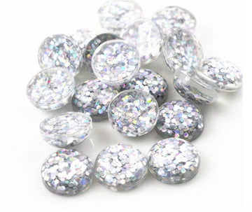 CA753 - 10 pcs Druzy Resin Embellishment Cabochons - 12mm (1/2 in) - Glitter Style - Clear Silver - Multicolor