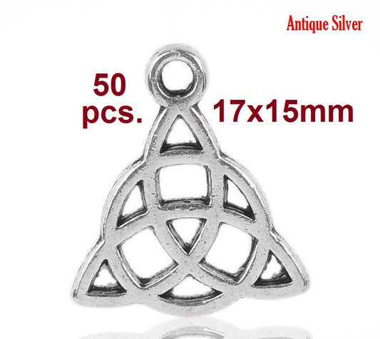 P564 - 50pcs. Antique Silver Celtic Knot Charms Pendants - 17x15mm