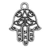 P125 - 10 pcs. Antique Silver Hamsa Hand Symbol Charms Pendants - 21mm x 15mm