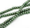BD150 - 6mm Pine Green Glass Pearl Imitation Round Beads - 32 inch strand - Approx. 120 pieces - Hole Size: 1mm
