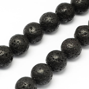 BD284 - 8mm Black Stone Lava Round Beads - 15" strand - Hole Size: 1mm - Approx. 46 pieces
