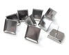 E788 - 10 pcs. Silver Tone Square Earring Posts Studs Settings Bezels Cabochons Tacks- 16mm x 16mm Glue Pad Setting
