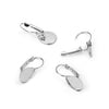 E729 - 10 pcs. (5 pairs) Silver Tone Flat Teardrop Earring Clips Settings Lever Back Bezels Cabochons - 14mm x 10mm Glue Pad Setting - Drop