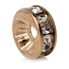 BD393 - 50 pcs Rose Gold Plated Copper Clear Rhinestone Rondelle Spacer Beads - 8mm x 3.4mm - Hole Size: 1.8mm