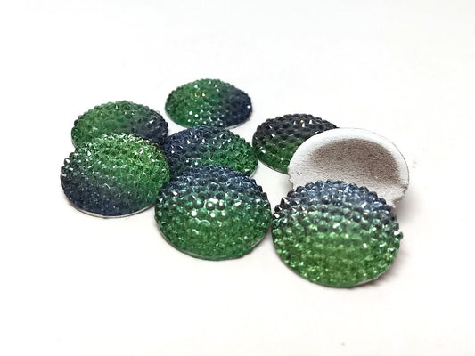 CA458 - 10 pcs Druzy Resin Embellishment Cabochons Blue Green - 20mm - Bubble Style - Multicolor Shiny Drusy