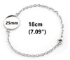 B099 - 3 pcs. 304 Stainless Steel Silver Tone Chain Bracelets - 7.09" (18cm) - 25mm Bezel - Tarnish Resistant!
