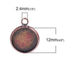 P1016 - 10 pcs. Antique Copper Circle Round Bezel Cabochon Pendant Tags Trays - 12mm Glue Pad - 17x14mm - Single Loop