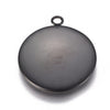 P2054 - 5 pcs. 304 Stainless Steel Gunmetal Black Circle Round Bezel Pendant Tags Trays - 22mm Glue Pad Setting - Tarnish Resistant!
