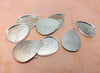 P673 - 5 pcs. Silver Plated Teardrop Bezel Cabochon Pendant Tags Trays - 25mm x 18mm Glue Pad - Setting - 25x18mm - 18x25mm