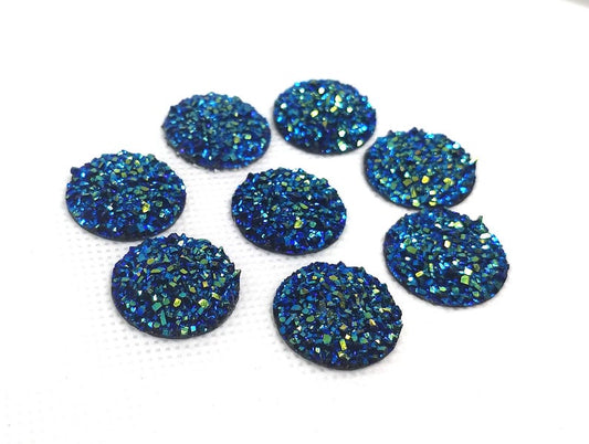 CA621 - 10 pcs Druzy Resin Embellishment Cabochons Blue Multicolor - 20mm - Dome Style