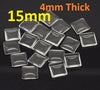 CA005 - 10 pcs. Square Clear Glass Dome Seals Tiles - 15mm - 4mm Thick