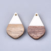 P1025 - 4 pcs. White Resin and Wood Teardrop Flat Pendant - 28mm x 18mm - (1.1" x 0.71") - SMALL - Great for Earrings and Necklaces