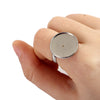 RB041 - 1 pc. 304 Stainless Steel Cabochon Setting Bezel RING bases - Ring Size 7 US - Glue Pad 14mm - Hypoallergenic! Tarnish Resistant!