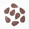 P2058 - 10 pcs. Leopard Faux Leather Dangle Charms Pendants - Teardrop - Black and Brown - 56mm (2.2") - Double Sided