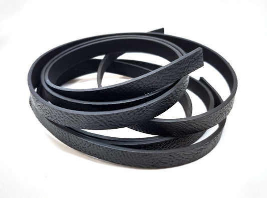 N170 - 1M (3.28 FT) - Black FLAT Faux Leather Jewelry Cord - 10mm Wide - SOLID