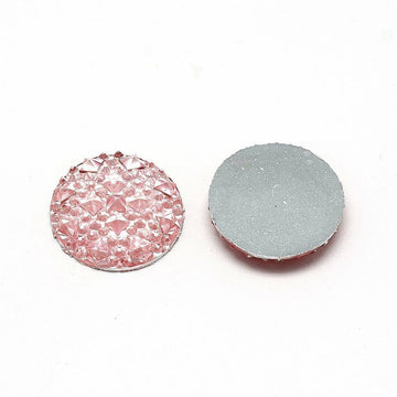 CA709 - 10 pcs Druzy Resin Embellishment Cabochons Light Pink Clear - 12mm (1/2 in) - Shimmer Style