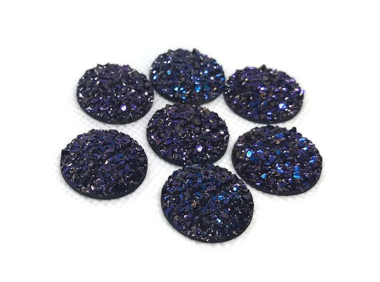 CA630 - 10 pcs Druzy Resin Embellishment Cabochons Magenta Purple - 25mm (1 inch) - Dome Style