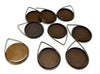 P773 - 10 pcs. Antique Bronze Pendant Circle Posts Settings Bezels Tray Cabochons - 20mm Glue Pad Setting (Cameo Setting Diameter) - Teardrop