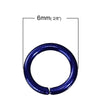J115 - 100 pcs Blue Open Jump Rings 6mm - 18 Gauge - High Quality (1mm thick)