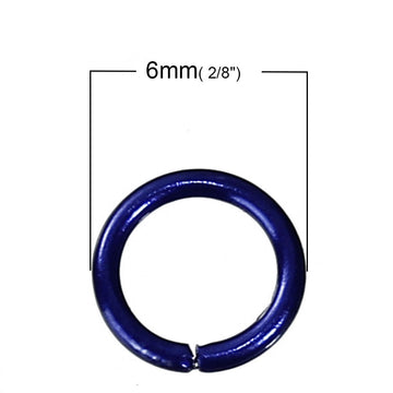 J115 - 100 pcs Blue Open Jump Rings 6mm - 18 Gauge - High Quality (1mm thick)
