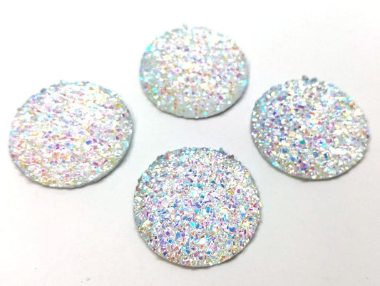 CA939 - 4 pcs Druzy Resin Embellishment Cabochons Clear Multicolor - 30mm (1.18 inch) - Dome Style