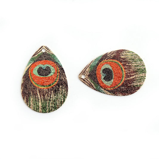 P846 - 10 pcs Gold Plated Multicolor Teardrop Metal Enamel Dangle Charms Pendants - 28mm x 18mm - 1.1" - Peacock - Great for Earrings, Dangles