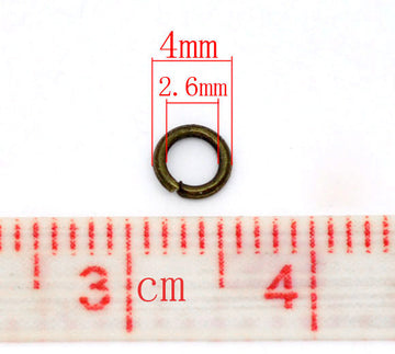 J185 - 1500 pcs Bronze Tone Open Jump Rings - 4mm - 21 Gauge