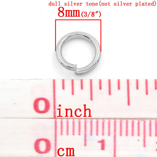 J247A - 100 pcs 304 Stainless Steel Open Jump Rings 8mm - 16 Gauge (1.2mm) - THICK - HEAVY - High Quality - Hypoallergenic - Tarnish Resistant!
