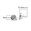 E500 - 10 pcs. 304 Stainless Steel silver Tone FLAT Earring Posts Studs Settings Bezels Cabochons Tacks - 8mm Glue Pad Setting - Perpendicular Loop