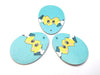 P2070 - 6 pcs. Teal Faux Leather Dangle Charms Pendants - Egg Teardrop - Easter - 51mm (2") - Double-Sided - Bunny