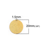 P1118 - 10 pcs. Gold Plated Circle Metal Dangle Charms Pendants - Sparkledust - 20mm - 0.8" - Great for Earrings or Dangles!