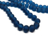 BD825 - 12mm Prussian Blue Frosted Glass Round Beads - 15" strand (40cm) - Approx 34 beads per strand - Hole Size: 1.3mm