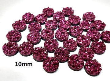 CA754 - 10 pcs Druzy Resin Embellishment Cabochons Berry Red Purple - 10mm