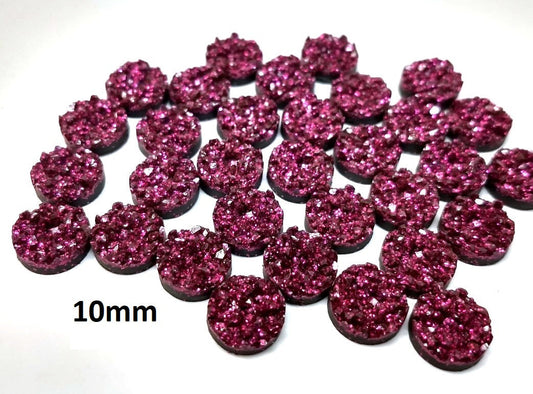 CA754 - 10 pcs Druzy Resin Embellishment Cabochons Berry Red Purple - 10mm