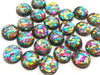 CA992 - 10 pcs Druzy Resin Embellishment Cabochons - 12mm - Glitter Style - Teal, Gold and Pink