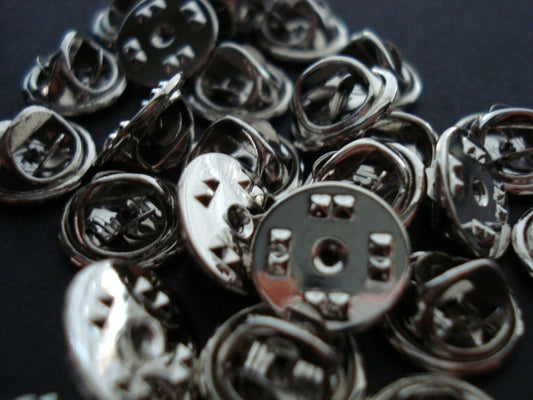 TC043 - 50 Silver Tone Clutches for Tie Tacks - 11mm