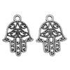 P125 - 10 pcs. Antique Silver Hamsa Hand Symbol Charms Pendants - 21mm x 15mm