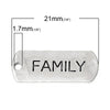 P329 - 10 pcs. Antique Silver "Family" Rectangle Charms Pendants - 21mm X 8mm