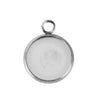 P635 - 10 pcs. 304 Stainless Steel Silver Tone Circle Round Bezel Cabochon Pendant Tags Trays - 12mm Glue Pad - Single Loop - Hypoallergenic