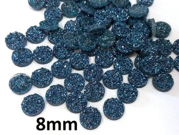 CA903 - 10 pcs Druzy Resin Embellishment Cabochons Peacock Blue - 8mm