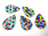P2091 - 10 pcs. Autism Faux Leather Dangle Charms Pendants - Teardrop - Puzzle - 56mm (2.2") - Great for Light Earrings or Dangles! Double-Sided