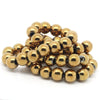 BD342 - 52 pcs. - 8mm Gold Plated Hematite Round Beads - 15 inch strand - Hole Size: 1.6mm