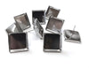 E788 - 10 pcs. Silver Tone Square Earring Posts Studs Settings Bezels Cabochons Tacks- 16mm x 16mm Glue Pad Setting