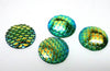 CA459 - 5 pcs Mermaid Fish Scales Resin Carved Embellishment Cabochons Yellow Green - 25mm (1 in)