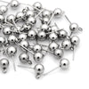 E012 - 10 pcs. (5 pairs) 304 Stainless Steel Earring Ball Posts Settings with Loop - 15mm x 6mm - Silver Tone - 4mm Ball Diameter - with Stoppers