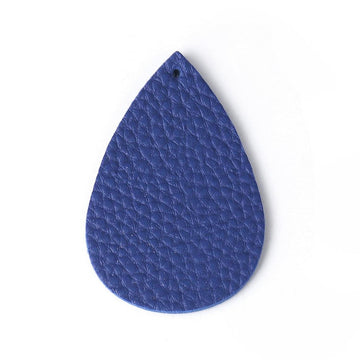 P2043 - 10 pcs. Royal Blue Faux Leather Dangle Charms Pendants - Teardrop - 56mm (2.2") - Great for Light Earrings or Dangles! Double-Sided